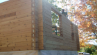 It only took three days to stack the logs on this home.