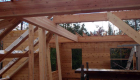 Constructing the second story. The gable end is in position.