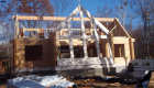 Raising the gable end.