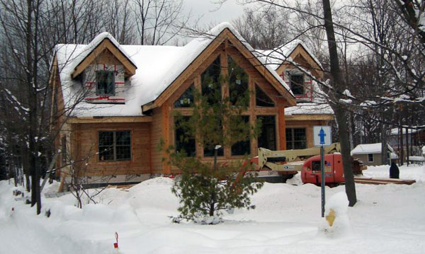 windows still under construction. A beautiful snowy day in Ontario, Canada.