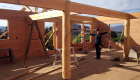Day 4 -- log walls up and interior framing started.
