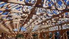 Truss roof system combination of fink and scissor trusses.