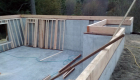 Basement wall framing under construction.