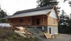 Metal roof being installed.