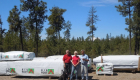 End of a long day - log home package on the ground.
