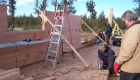 1st wall well underway, note all the pre-cut work - saves time and money on site.