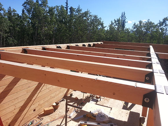 Second floor post and beam system.