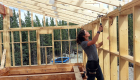 Roof framing -- all the family is involved.